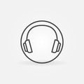 Headphones vector concept round icon in thin line style