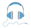 Headphones vector icon. Blue Headphones, isolated on white background. Flat headphone icon Royalty Free Stock Photo