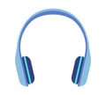 Headphones vector icon. Blue wireless headphones, isolated on white background. Flat headphone icon