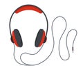 Headphones vector icon. Red headphones, isolated on white background. Flat headphone icon Royalty Free Stock Photo