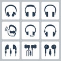 Headphones Vector Icons in Glyph Style