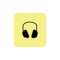 Headphones vector icon on yellow background Royalty Free Stock Photo
