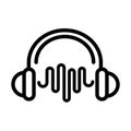 Headphones wave frequency sound line style icon