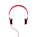 Wired headphones red black color. Royalty Free Stock Photo