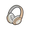 Headphones wireless brown vector isolated. Youth fashion hipster cool headphones illustration minimalist style.