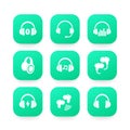 Headphones, wireless earbuds, headsets icons