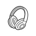 Headphones wireless white vector isolated. Youth fashion hipster cool headphones illustration minimalist style.