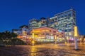 headquarter building of the Fuji Television company in Odaiba, Tokyo, at night Royalty Free Stock Photo