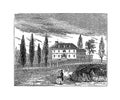 Headquarters of the American Continental Army at Morristown, New Jersey, USA, wood engraving 1847