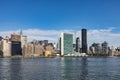 The headquarters building of the United Nations on the East River in New York City Royalty Free Stock Photo