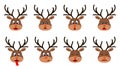 Heads of Deer with Different Emotions - Smiling, Sad, Anger, Aggression, Drowsiness, Fatigue, Malice, Fear