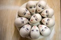 Heads of earthenware dolls on plate Royalty Free Stock Photo