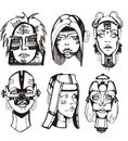 Heads of female cyborgs