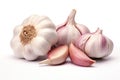 Heads of garlic isolated on white background