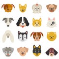 Heads of home pets. Funny dogs in flat style Royalty Free Stock Photo