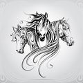 Heads of horse are in a decorative patternon. vector illustration