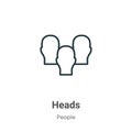 Heads outline vector icon. Thin line black heads icon, flat vector simple element illustration from editable people concept Royalty Free Stock Photo