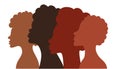 Heads in profile of black Africans men and women. Black history month. Identity concept, racial equality and justice.