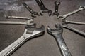 The heads of a wrench of different pitches and a small