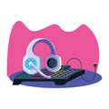 headset audio communicator with keypad Royalty Free Stock Photo