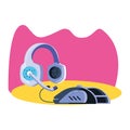 headset audio communicator with mouse Royalty Free Stock Photo