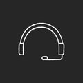 Headset chalk white icon on black background Royalty Free Stock Photo