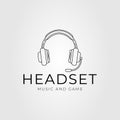 headset or earphone line art logo vector illustration design.