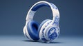 headset headphones on blue background