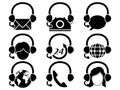 Headset hotline icon set Royalty Free Stock Photo