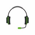 Headset icon. E-sports gaming or online cybersport games cartoon style. Black and green computer gaming headset with microphone on