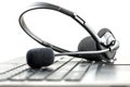 Headset on a laptop computer Royalty Free Stock Photo