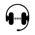 Headset with microphone and audio waveform icon Royalty Free Stock Photo