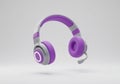 Headset with Microphone Floating on Neutral Background Royalty Free Stock Photo