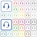 Headset with microphone outlined flat color icons Royalty Free Stock Photo