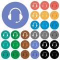 Headset with microphone round flat multi colored icons Royalty Free Stock Photo