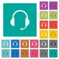 Headset with microphone square flat multi colored icons Royalty Free Stock Photo