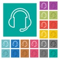 Headset with microphone square flat multi colored icons Royalty Free Stock Photo