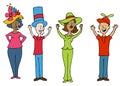 Headset Operator Workers Wearing Funny Hats