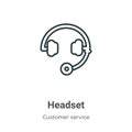 Headset outline vector icon. Thin line black headset icon, flat vector simple element illustration from editable customer service Royalty Free Stock Photo