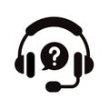 Headset with question mark icon for support and help Royalty Free Stock Photo