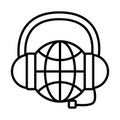 Headset with sphere browser call center service line style icon Royalty Free Stock Photo