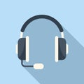 Headset support icon flat vector. Office service