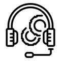 Headset support icon outline vector. Online technician