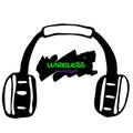 Headset wireless black vector doodle on a white background