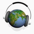 Headset on world globe