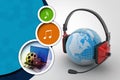 Headset with world globe. Concept for online chat Royalty Free Stock Photo