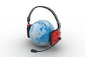 Headset with world globe. Concept for online chat Royalty Free Stock Photo