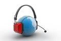 Headset with world globe. Concept for online chat Royalty Free Stock Photo