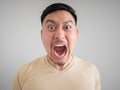 Headshot of angry and mad face of Asian man. Royalty Free Stock Photo