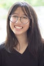 Headshot of asian teenager toothy smiling face with happiness emotion Royalty Free Stock Photo